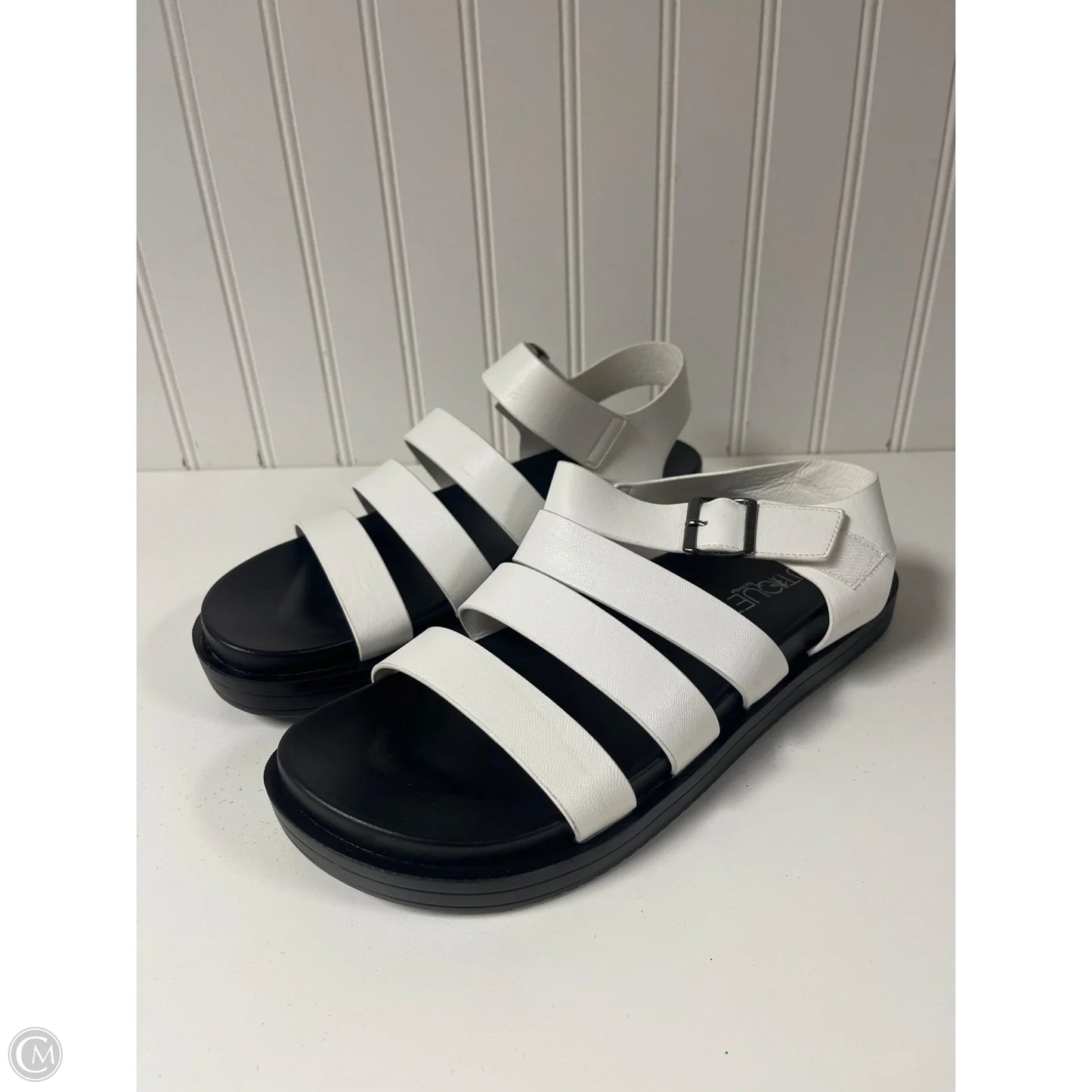 Sandals Heels Platform By Corkys In Black & White, Size: 10