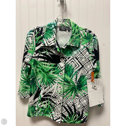 Jacket Shirt By Onque In Green & White, Size: Sp