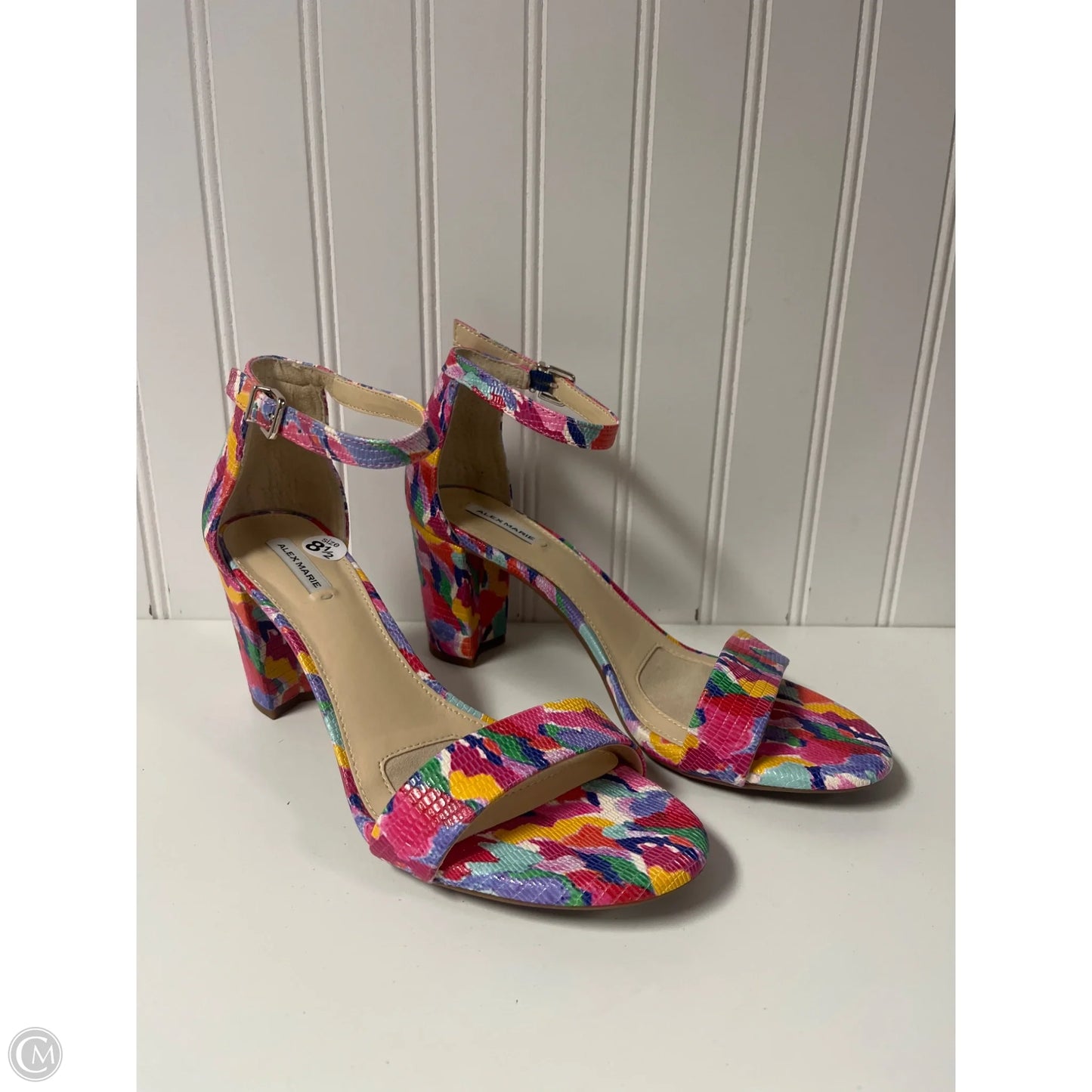 Sandals Heels Block By Alex Marie In Multi-colored, Size: 8.5