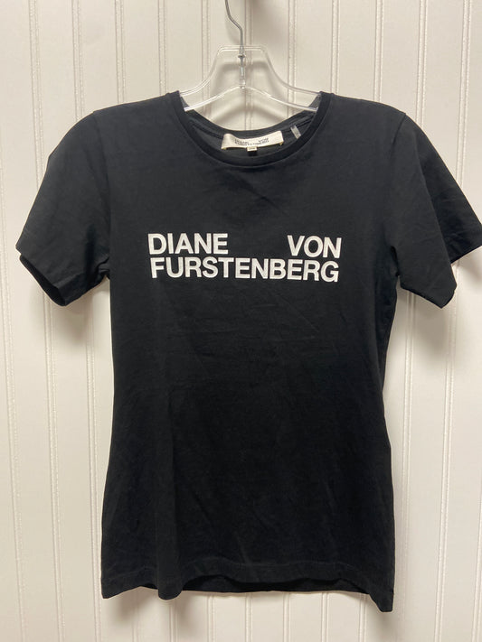 Black & White Top Short Sleeve Designer Diane Von Furstenberg, Size Xxs