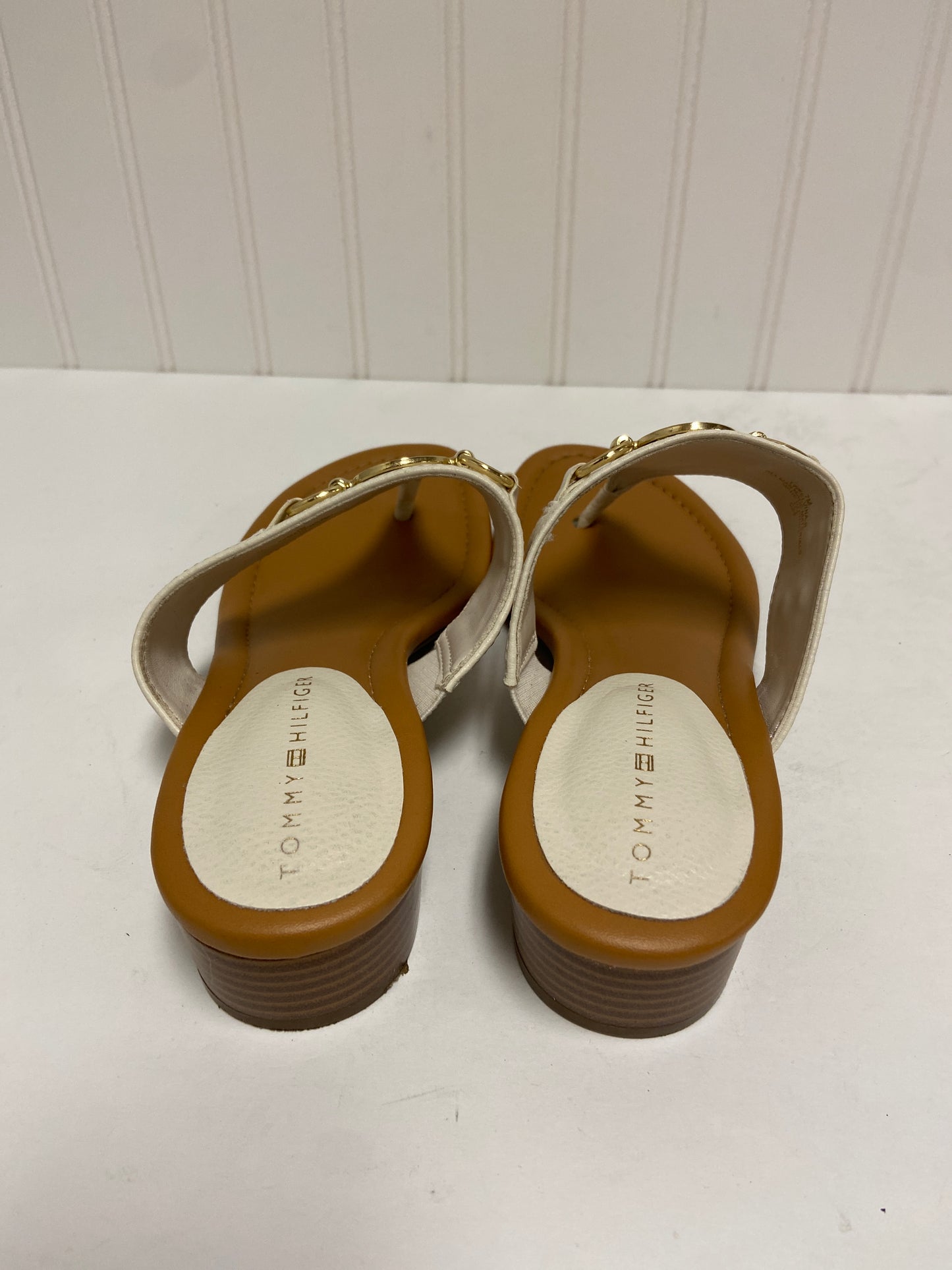 White Sandals Heels Block Tommy Hilfiger, Size 7