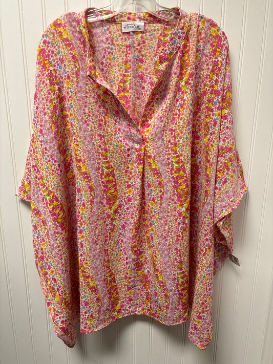 Floral Print Top Short Sleeve Clothes Mentor, Size 1x