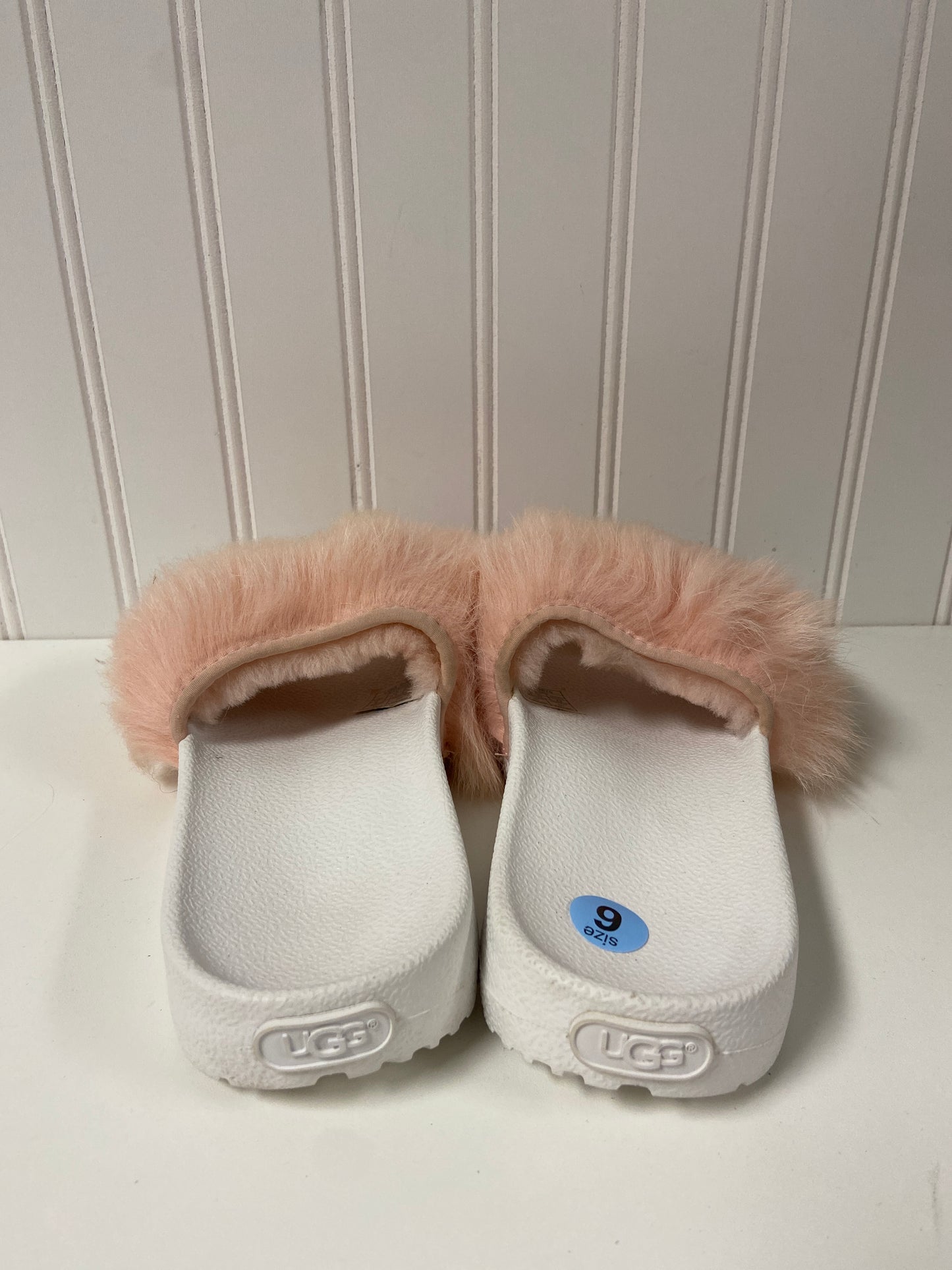 Pink & White Sandals Designer Ugg, Size 6