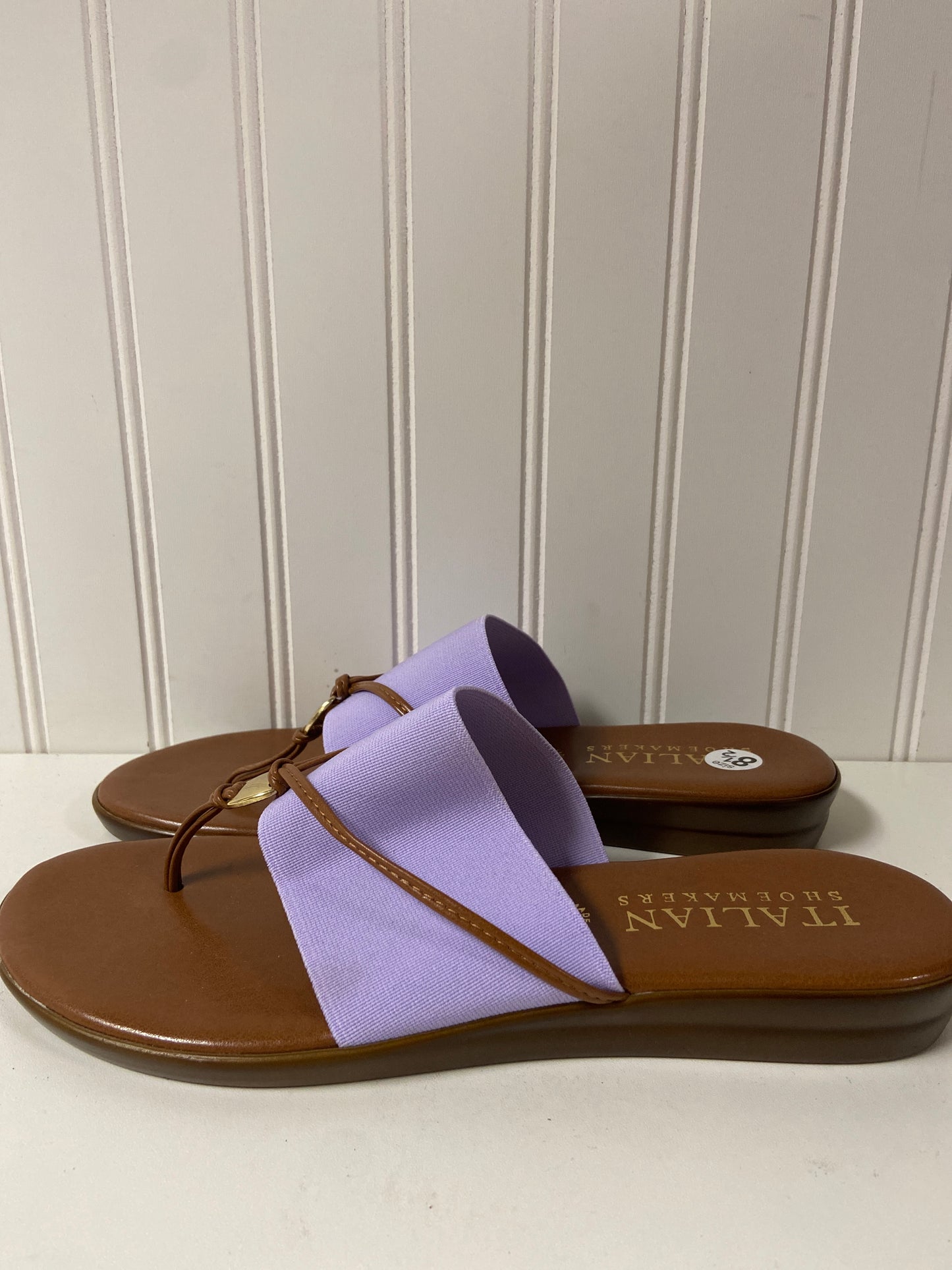 Purple Sandals Heels Wedge Italian Shoemakers, Size 8.5