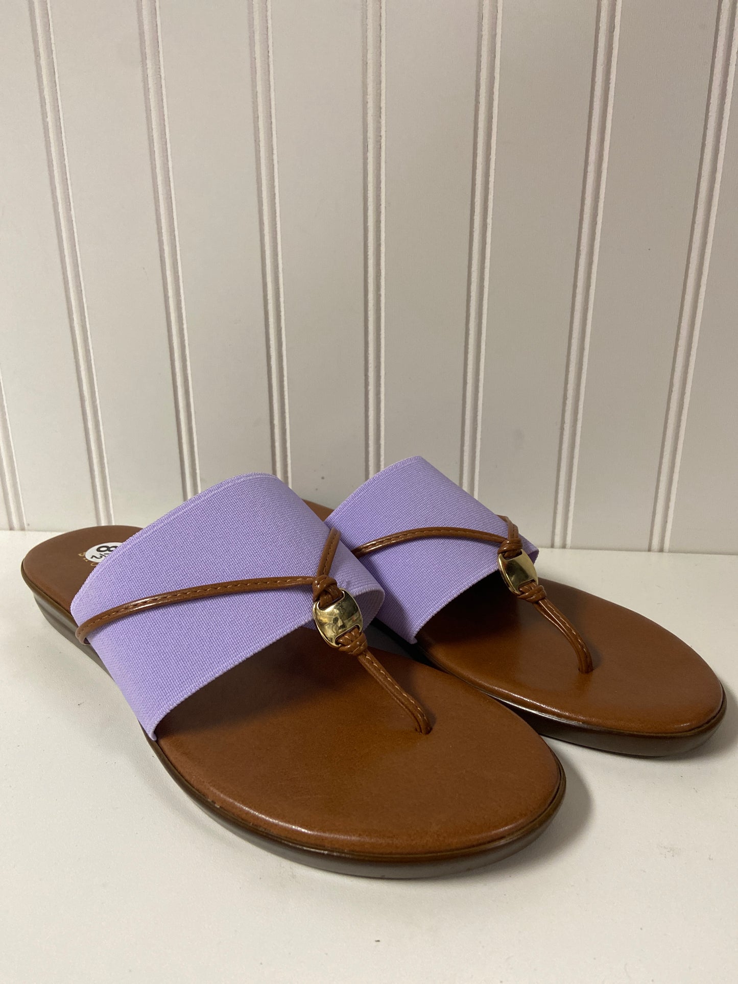 Purple Sandals Heels Wedge Italian Shoemakers, Size 8.5