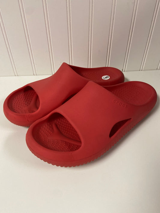 Sandals Flats By Crocs In Red, Size: 8