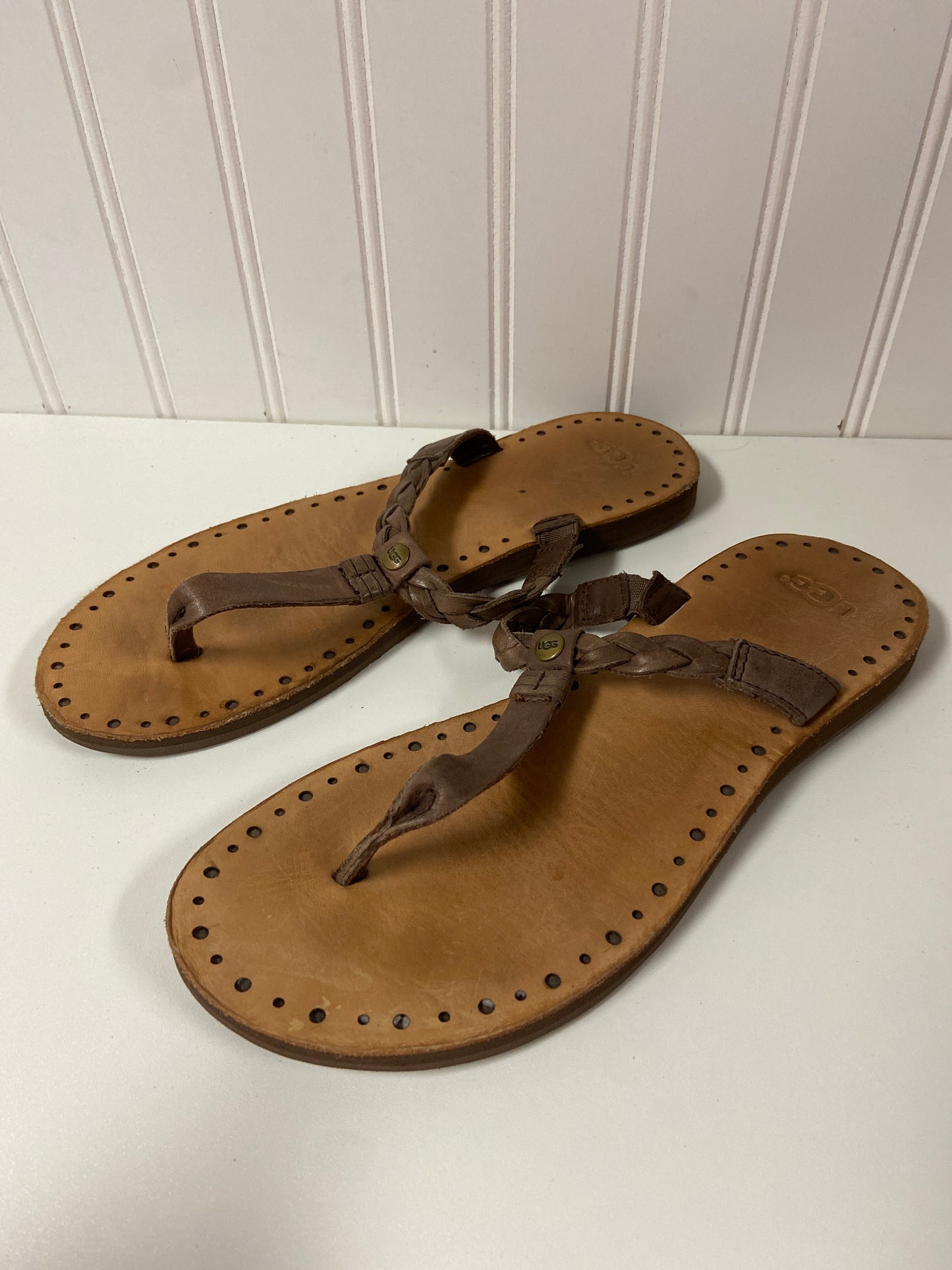 Sandals Designer By Ugg In Brown, Size: 8