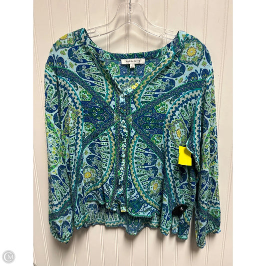 Top Long Sleeve By Rose And Olive In Blue & Green, Size: L
