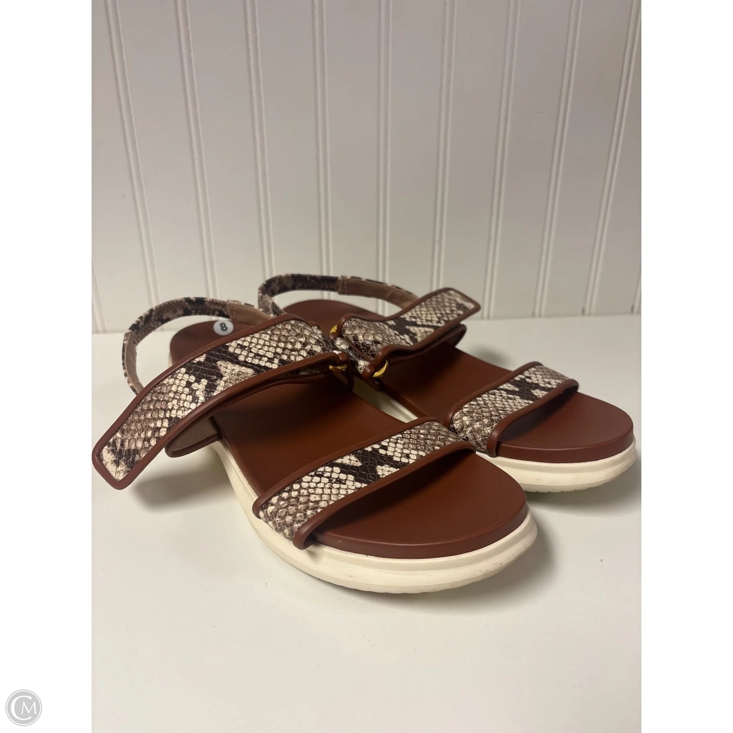 Sandals Flats By Cole-haan In Brown & Cream, Size: 8