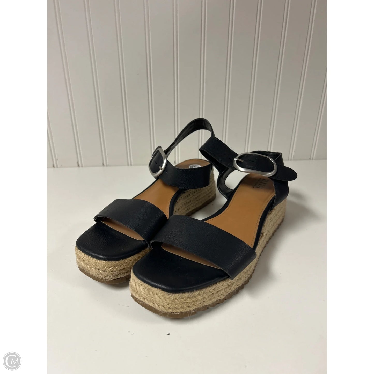 Sandals Heels Platform By Ana In Black & Tan, Size: 8.5
