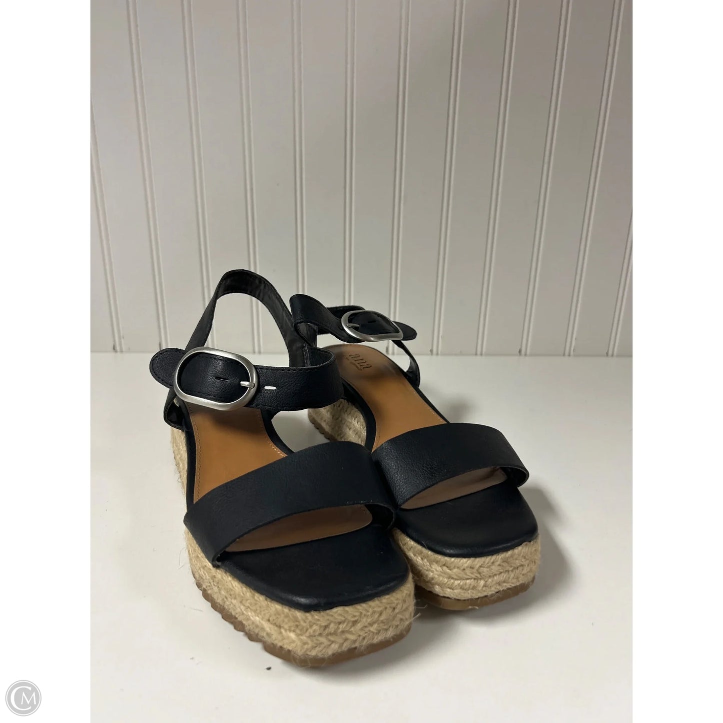Sandals Heels Platform By Ana In Black & Tan, Size: 8.5