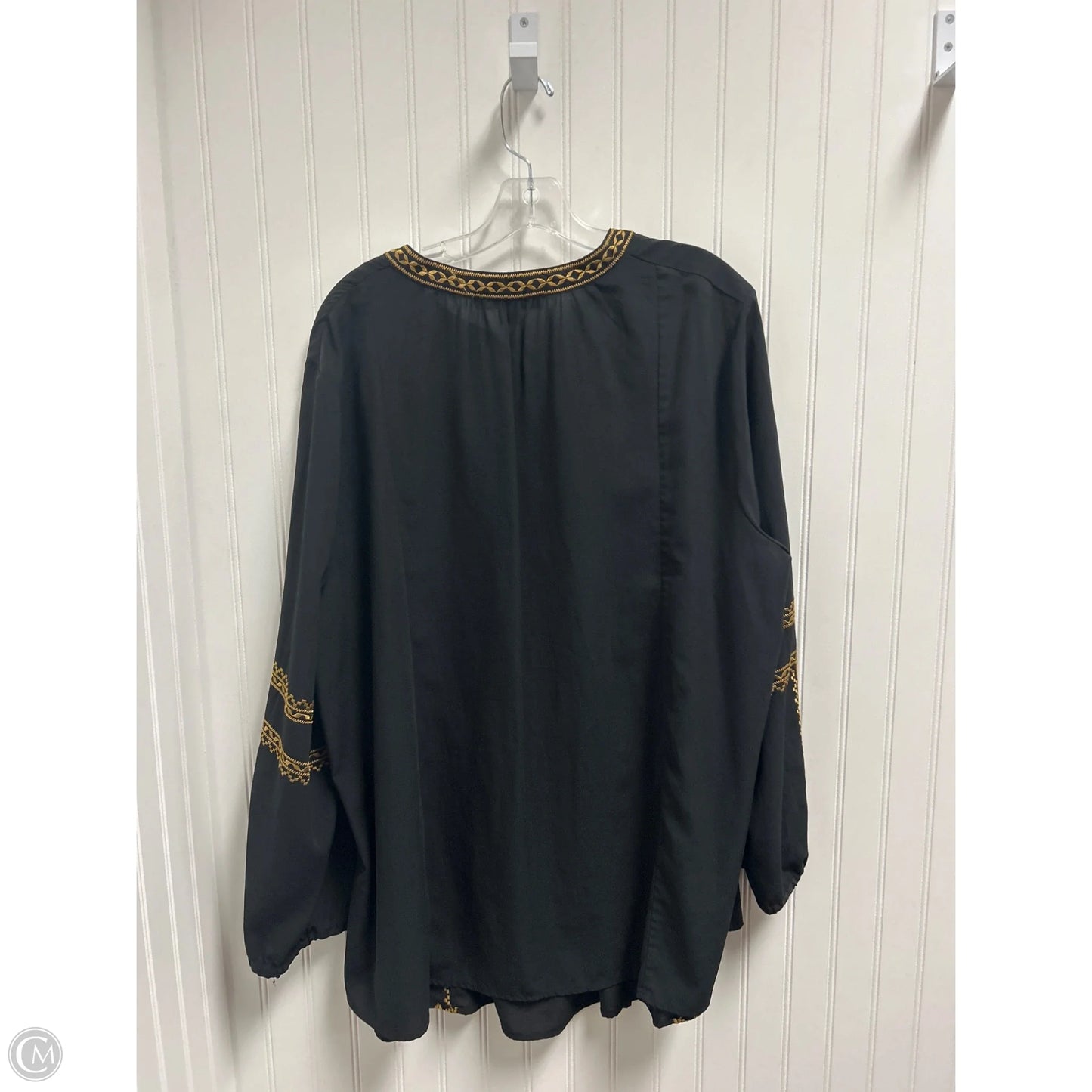 Tunic Long Sleeve By Denim 24/7 In Black & Gold, Size: 3x
