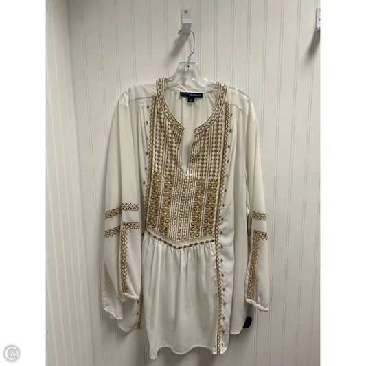 Tunic Long Sleeve By Denim 24/7 In White, Size: 3x