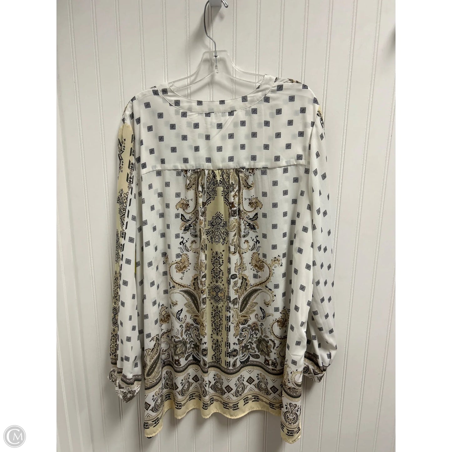 Top Long Sleeve By Romans In Cream & White, Size: 4x