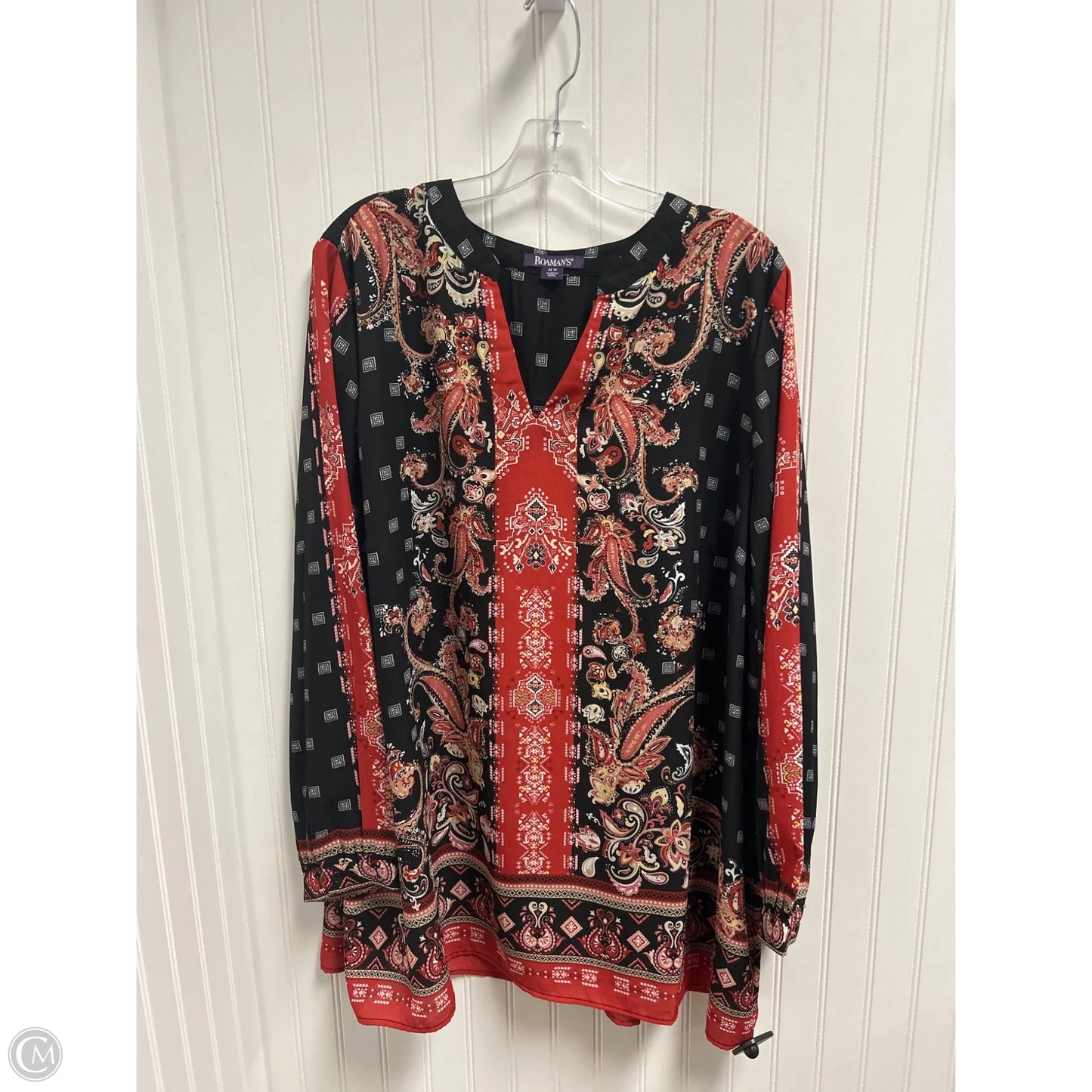 Top Long Sleeve By Romans In Black & Red, Size: 4x
