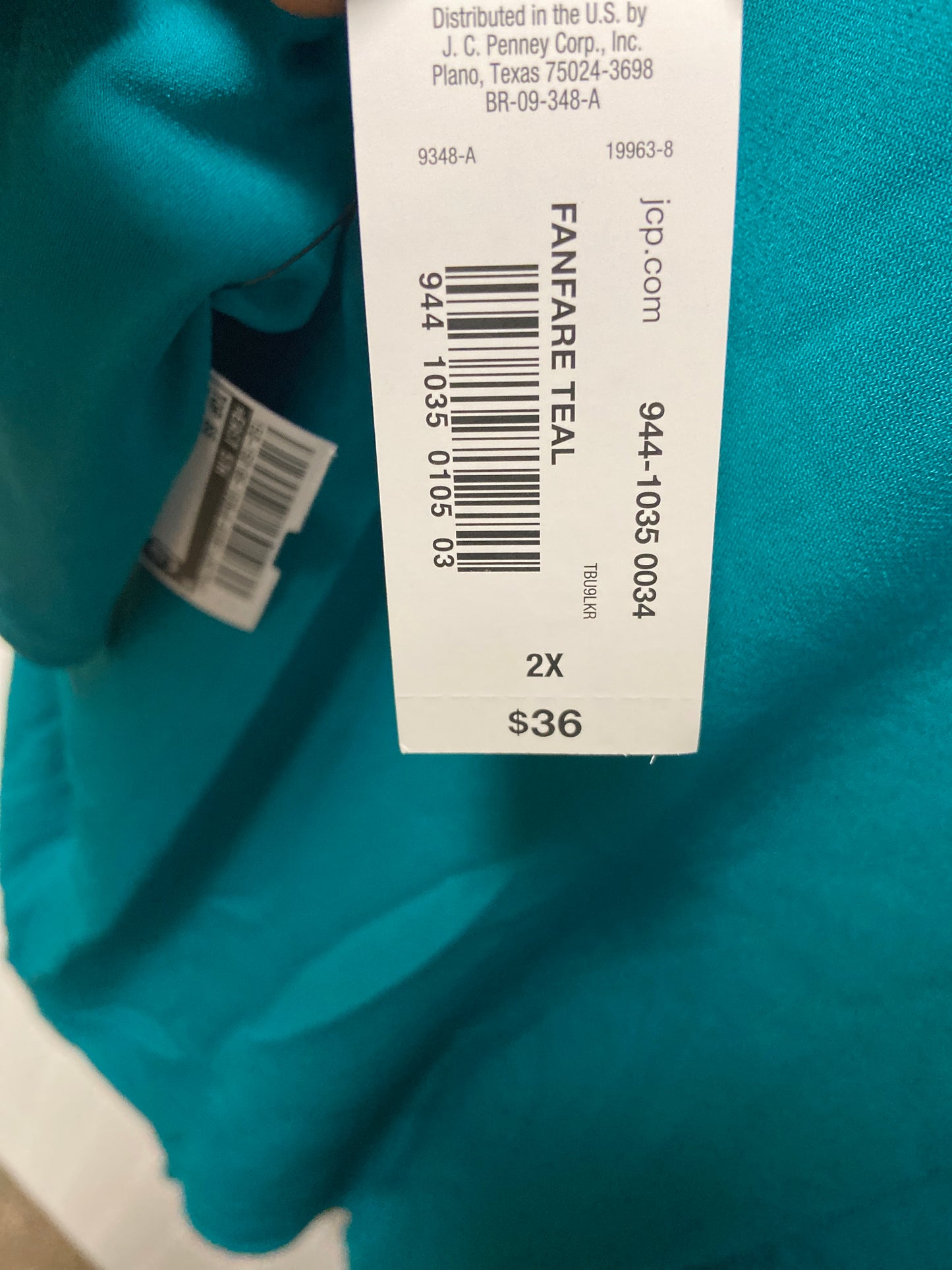 Teal Top Short Sleeve East 5th, Size 2x