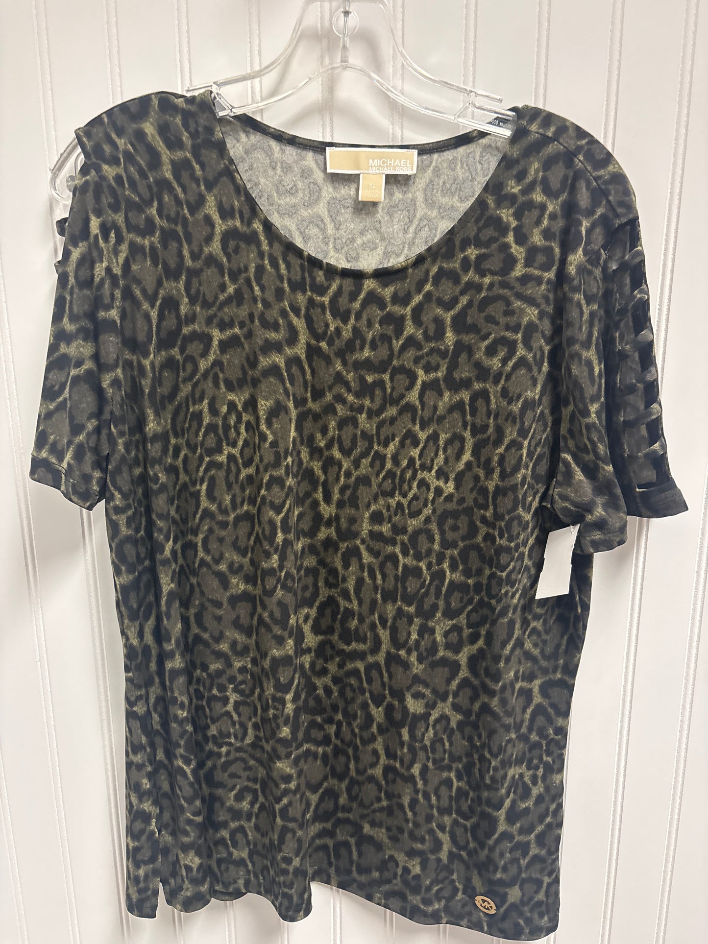 Top Short Sleeve Designer By Michael Kors In Animal Print, Size: Xl