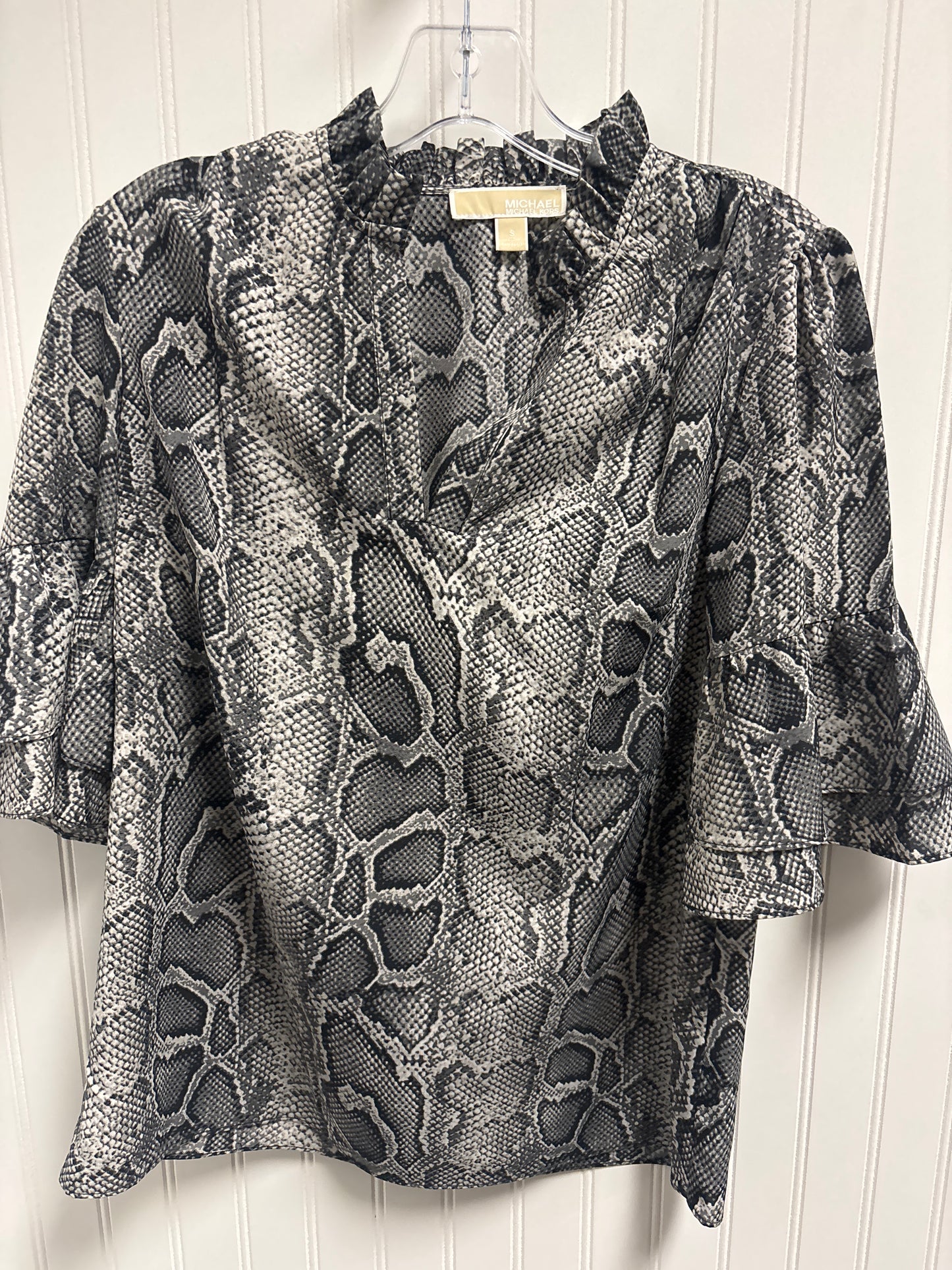 Blouse 3/4 Sleeve By Michael Kors In Grey, Size: S