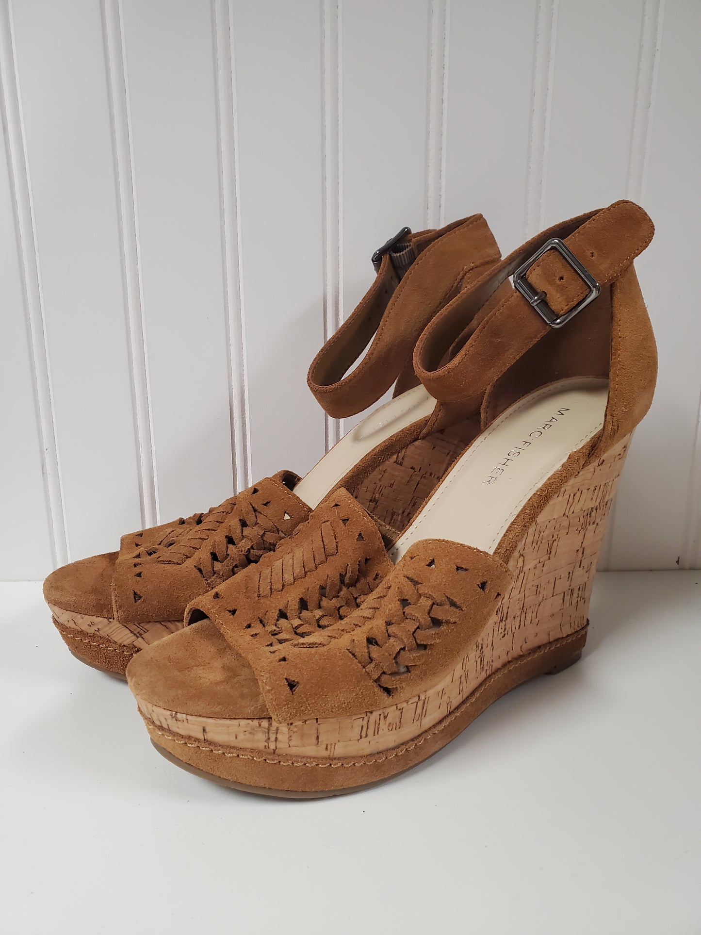 Shoes Heels Wedge By Marc Fisher In Brown, Size: 7