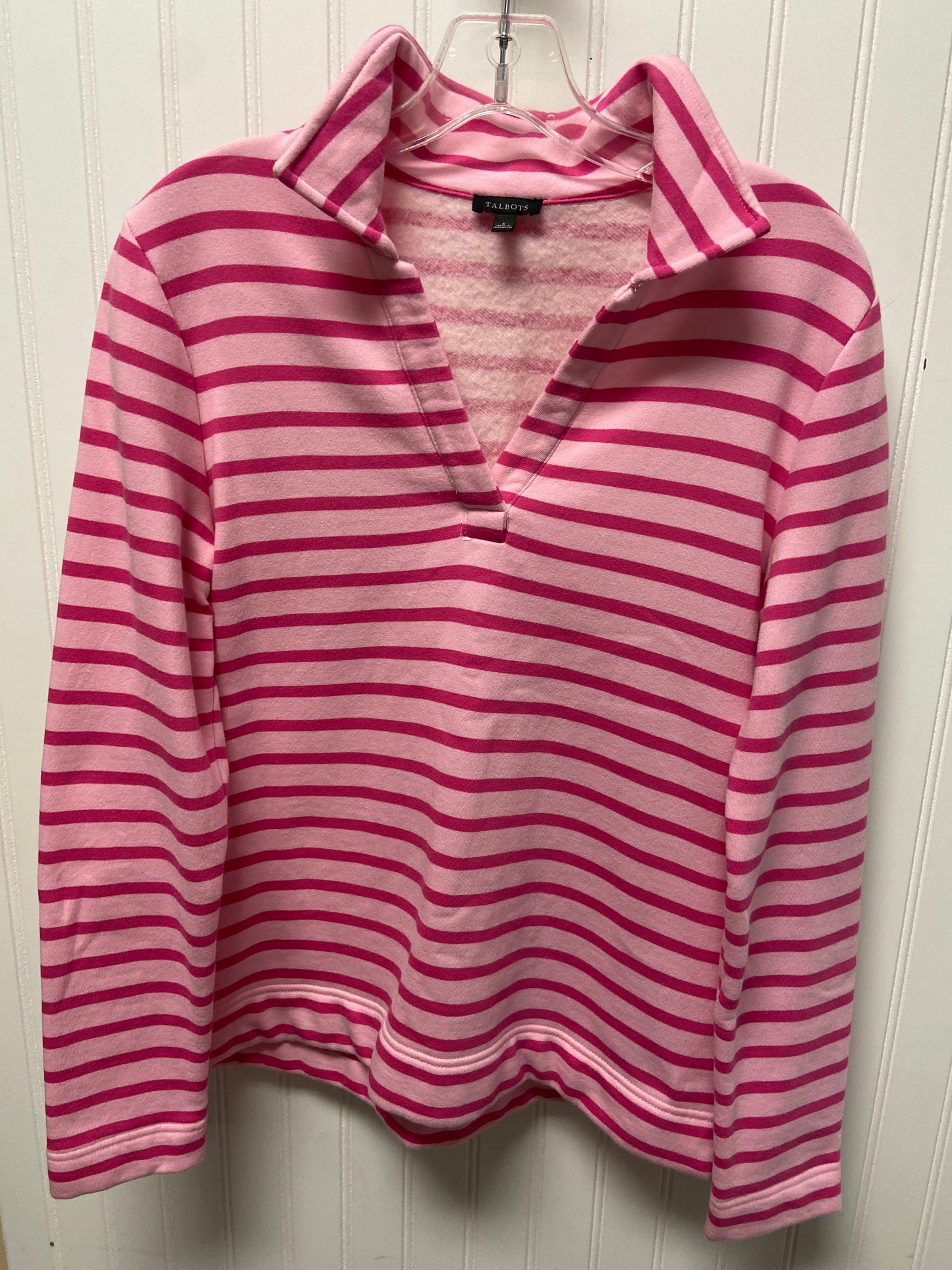 Jacket Fleece By Talbots In Striped Pattern, Size: S