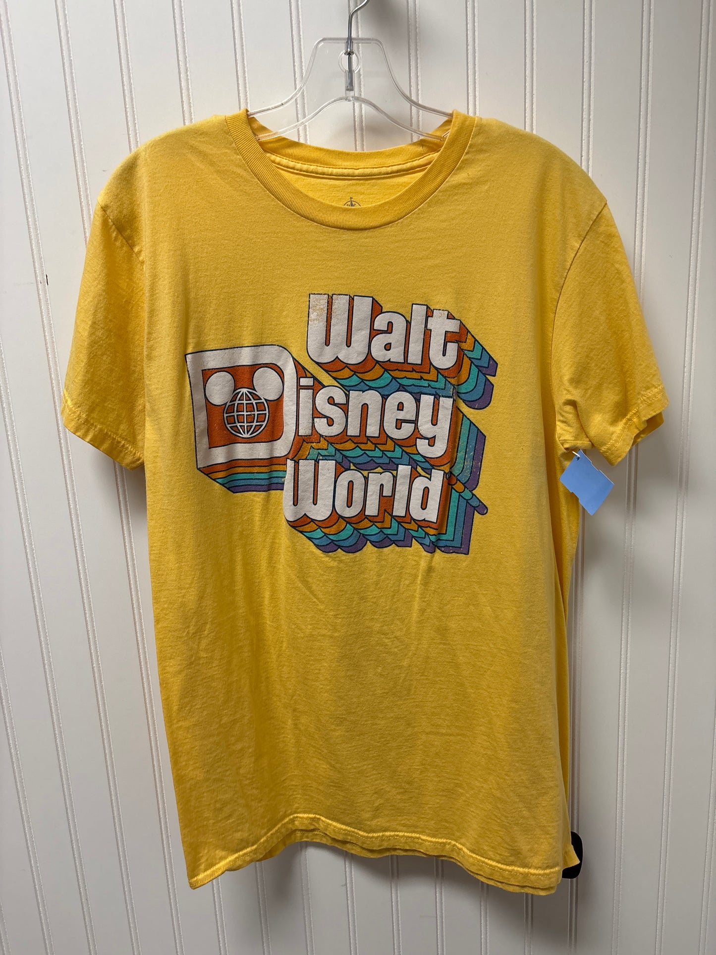 Top Short Sleeve By Walt Disney In Yellow, Size: L