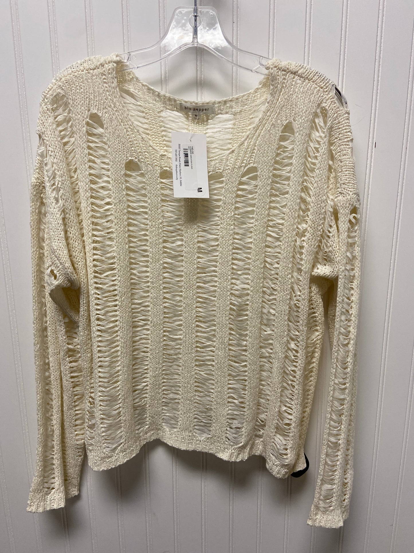 Sweater By Blu Pepper In Cream, Size: M