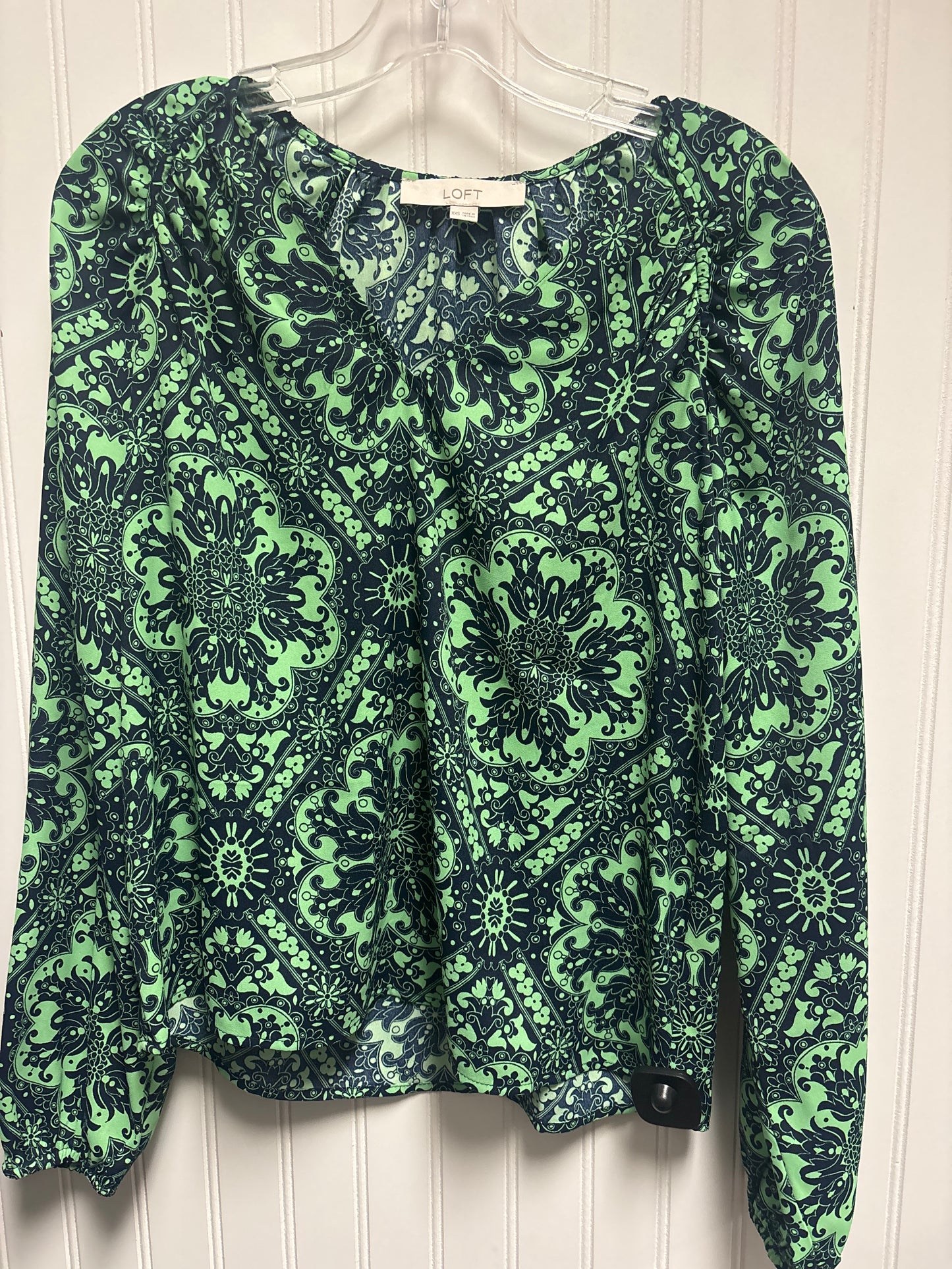 Top Long Sleeve By Loft In Blue & Green, Size: Xxs