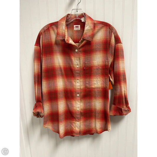 Top Long Sleeve By Levis In Plaid Pattern, Size: S