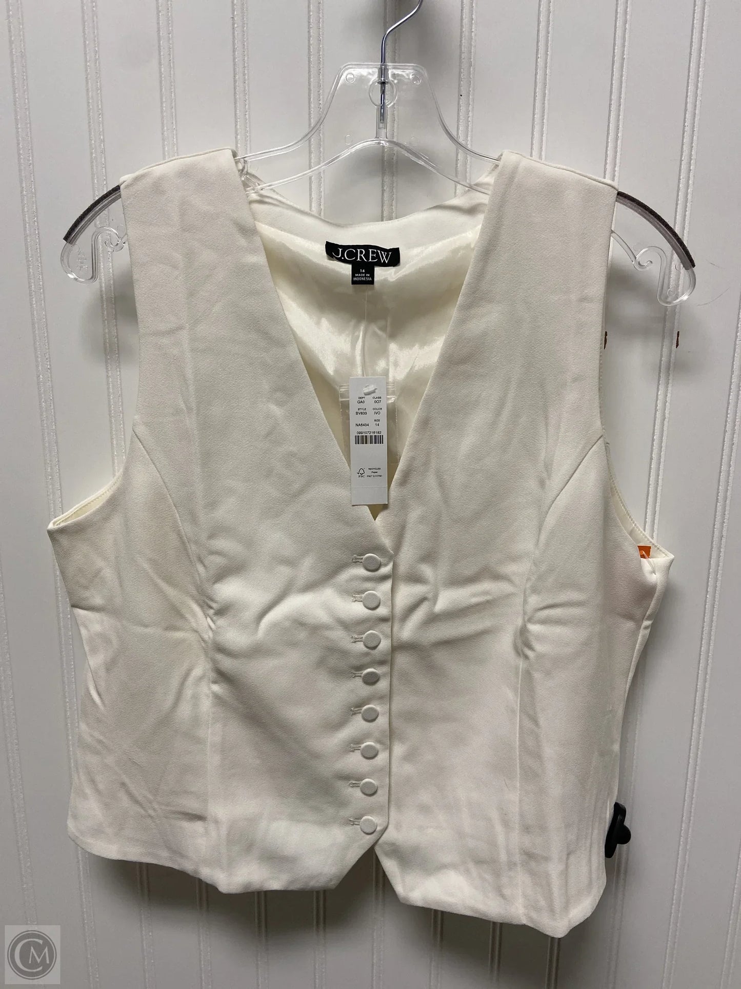 Vest Other By J. Crew In Cream, Size: Xl