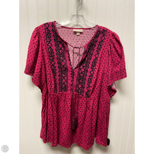 Top Short Sleeve By Knox Rose In Pink, Size: 1x