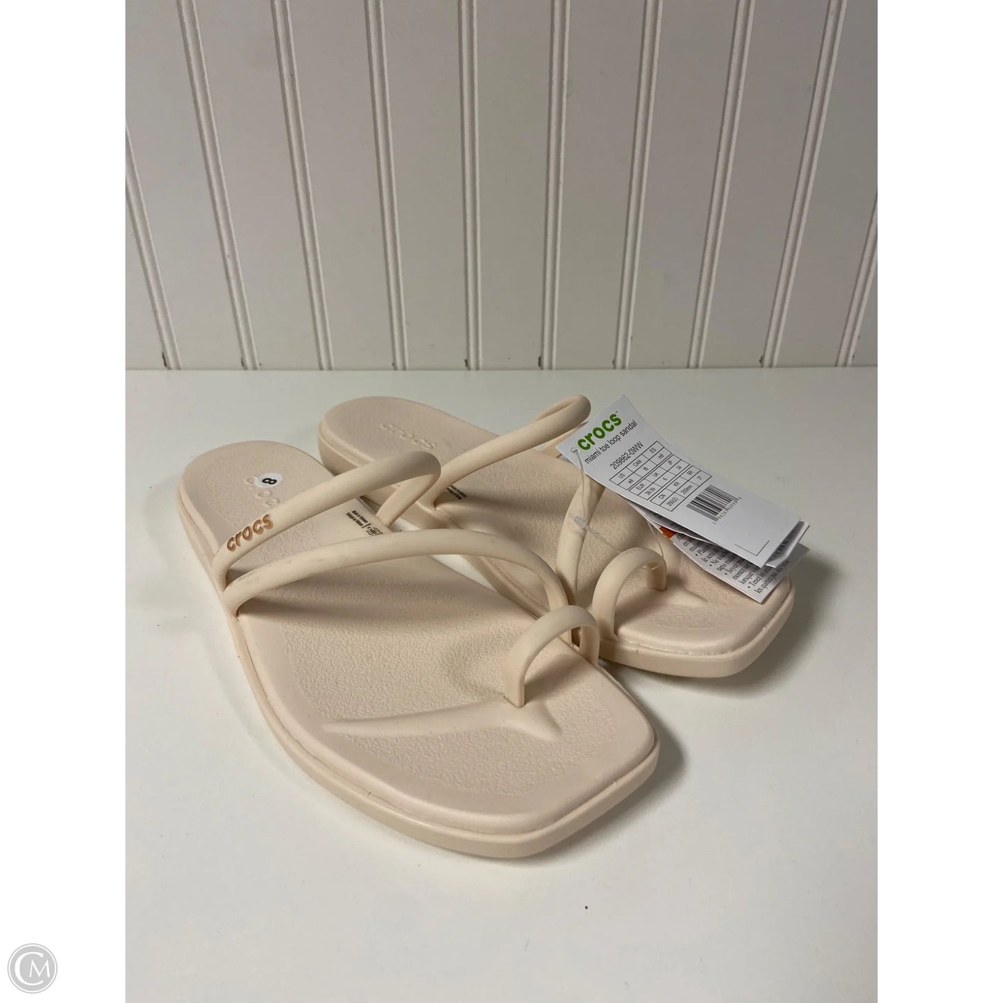 Sandals Flip Flops By Crocs In Cream, Size: 8