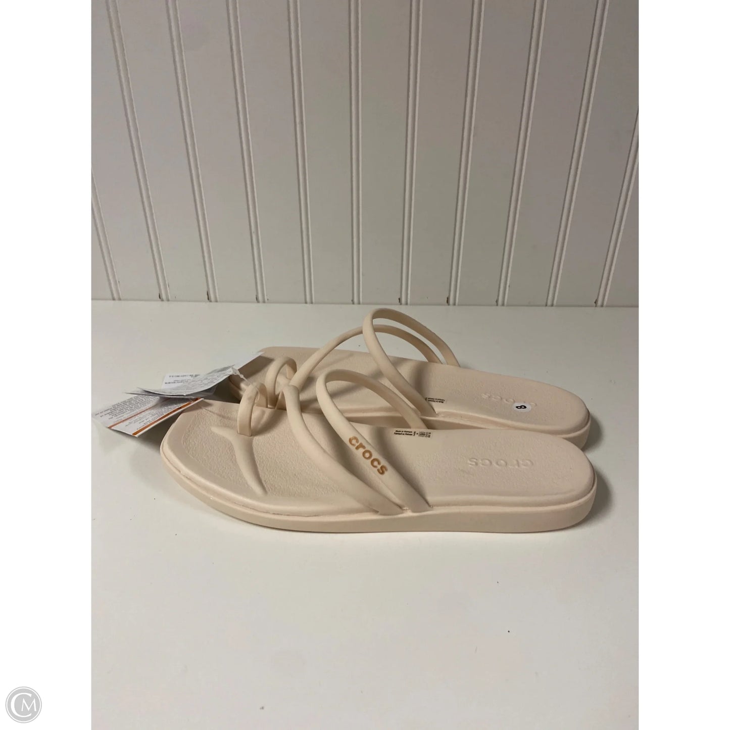 Sandals Flip Flops By Crocs In Cream, Size: 8