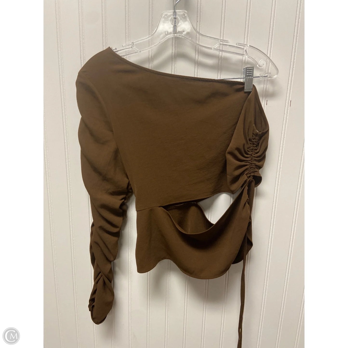 Top Long Sleeve By Zara In Brown, Size: L