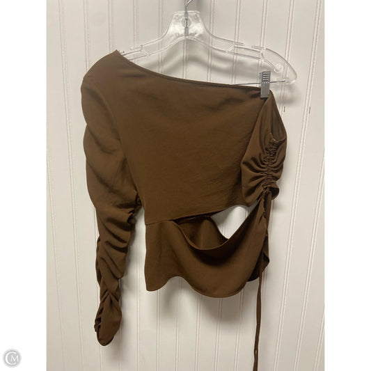Top Long Sleeve By Zara In Brown, Size: L