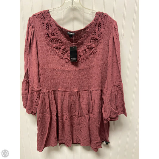 Top 3/4 Sleeve By Torrid In Pink, Size: 2x