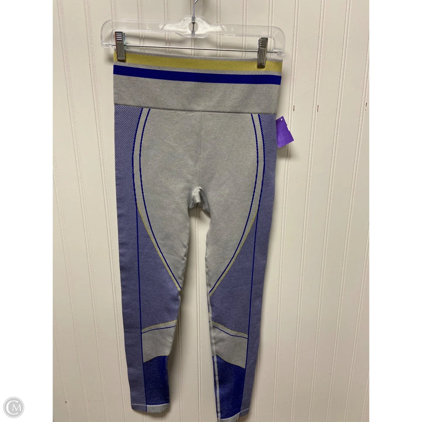 Athletic Leggings By Fabletics In Grey & Yellow, Size: M