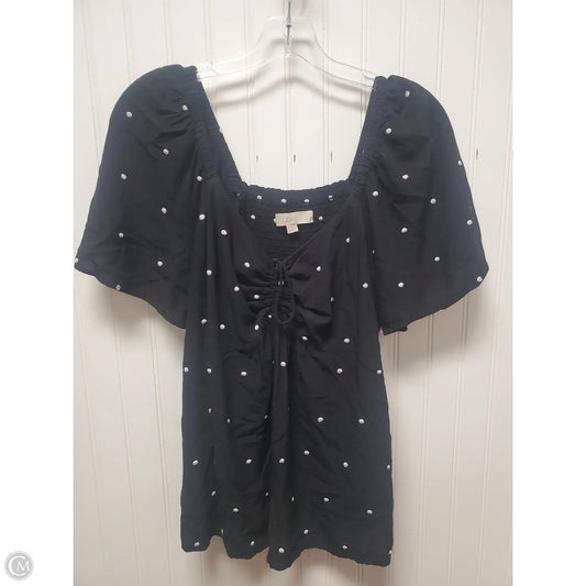 Top Short Sleeve By Loft In Black & White, Size: M