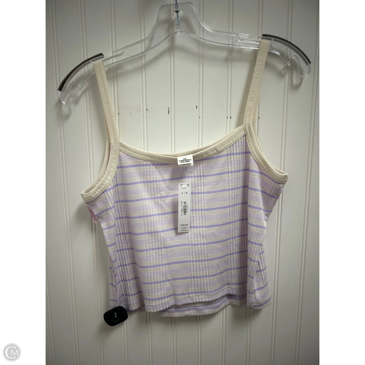 Top Sleeveless By Pink In Cream & Purple, Size: L