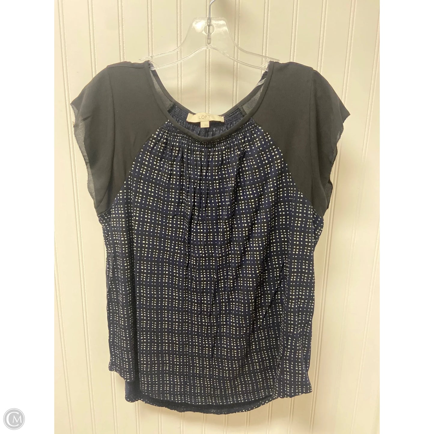 Top Short Sleeve By Loft In Black & Blue, Size: L