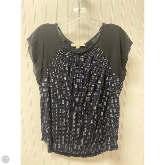 Top Short Sleeve By Loft In Black & Blue, Size: L