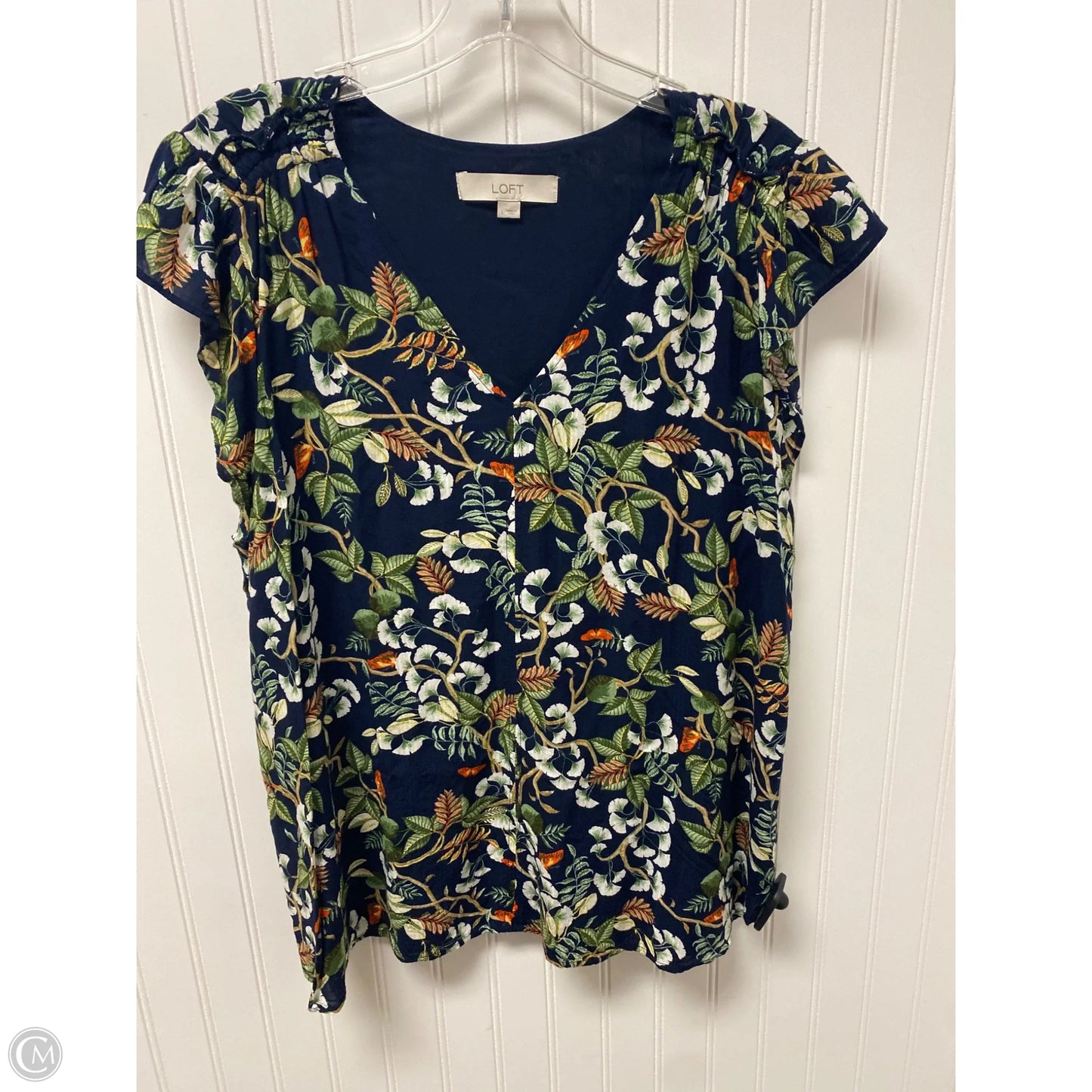 Top Short Sleeve By Loft In Floral Print, Size: L