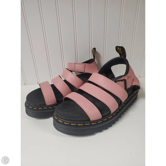 Sandals Flats By Dr Martens In Black & Pink, Size: 9