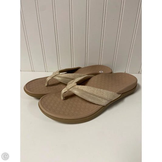 Sandals Flip Flops By Vionic In Cream & Tan, Size: 10