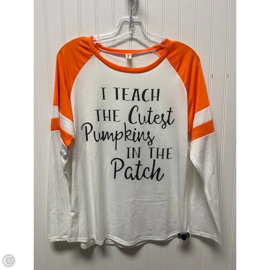 Top Long Sleeve By Clothes Mentor In Orange & White, Size: 1x