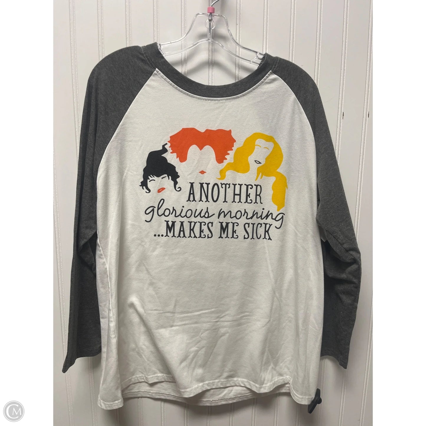 Top Long Sleeve By Clothes Mentor In Grey & White, Size: Xl