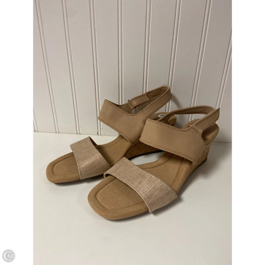 Sandals Heels Wedge By Clarks In Tan, Size: 9.5
