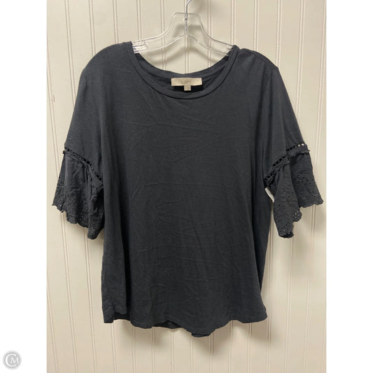Top Short Sleeve By Loft In Grey, Size: L