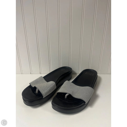Sandals Flats By Donald Pliner In Black & Silver, Size: 8.5