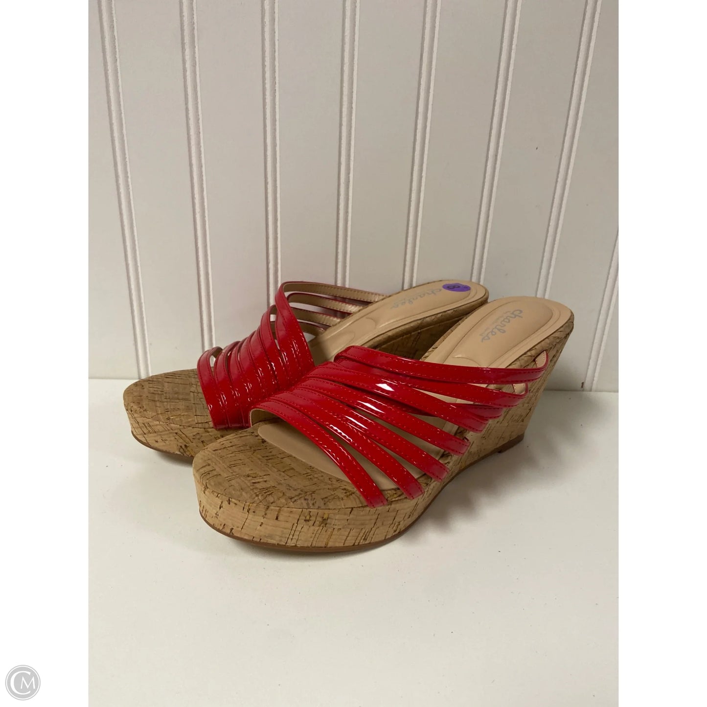 Sandals Heels Wedge By Charles David In Red & Tan, Size: 8