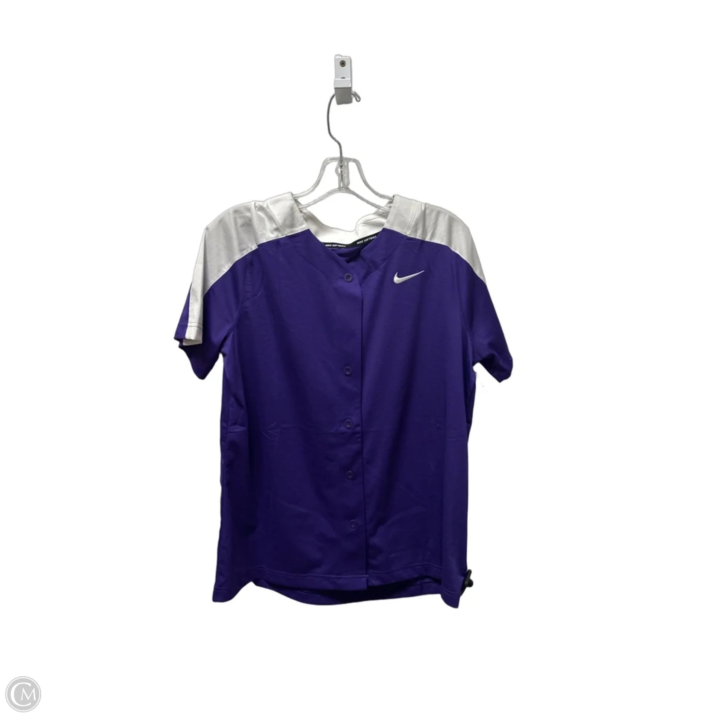 Athletic Top Short Sleeve By Nike In Purple, Size: L